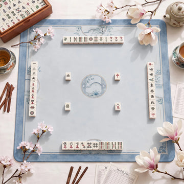 Sage Chinoiserie Lotus Mahjong Mat - Mah Jongg Mat