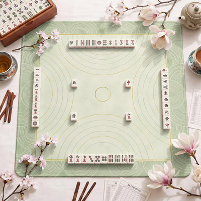 Salbei-Art-déco-Bogen Mahjong-Matte - Mah-Jongg Tischmatte