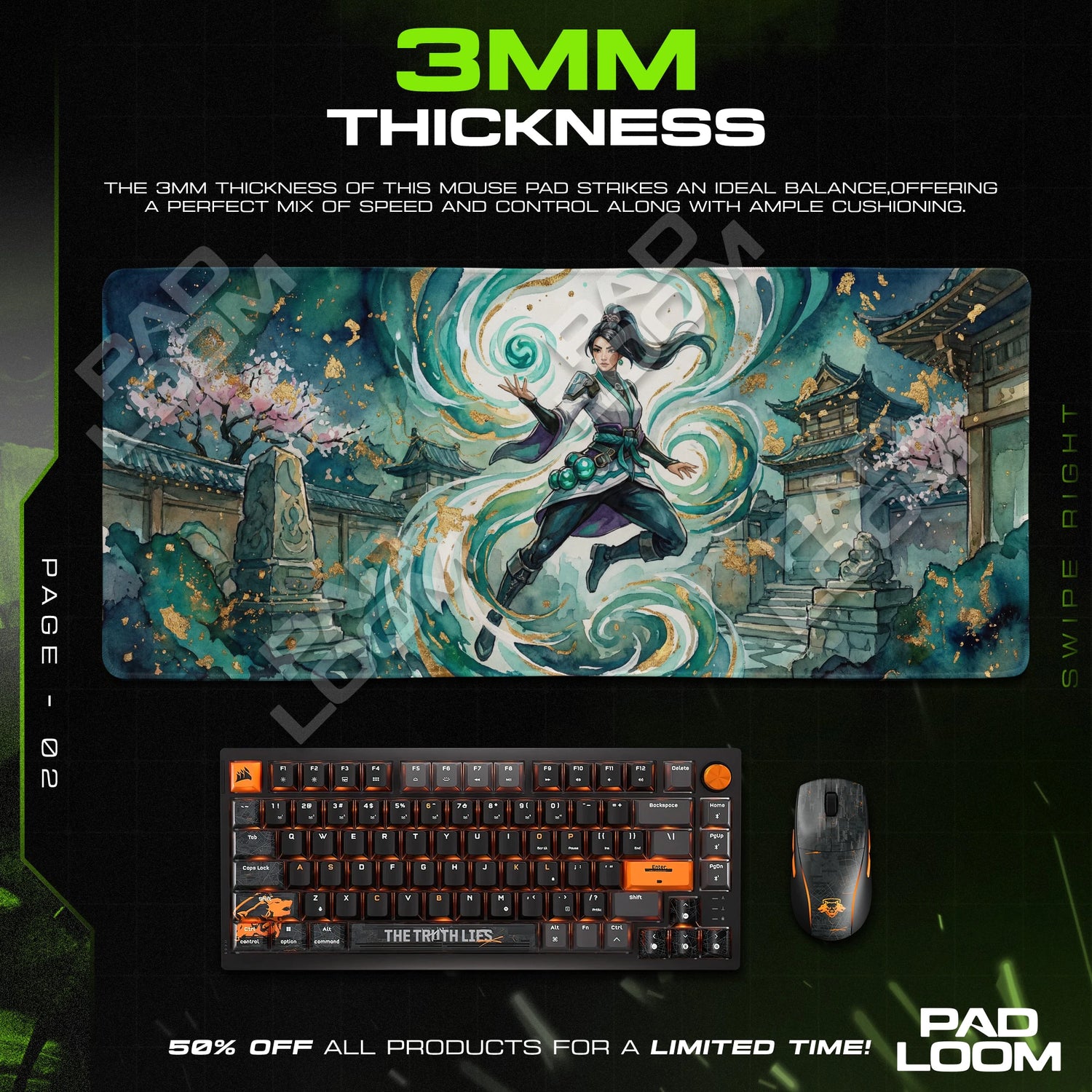 Sage Jade Current Mouse Pad - Valorant Desk Mat