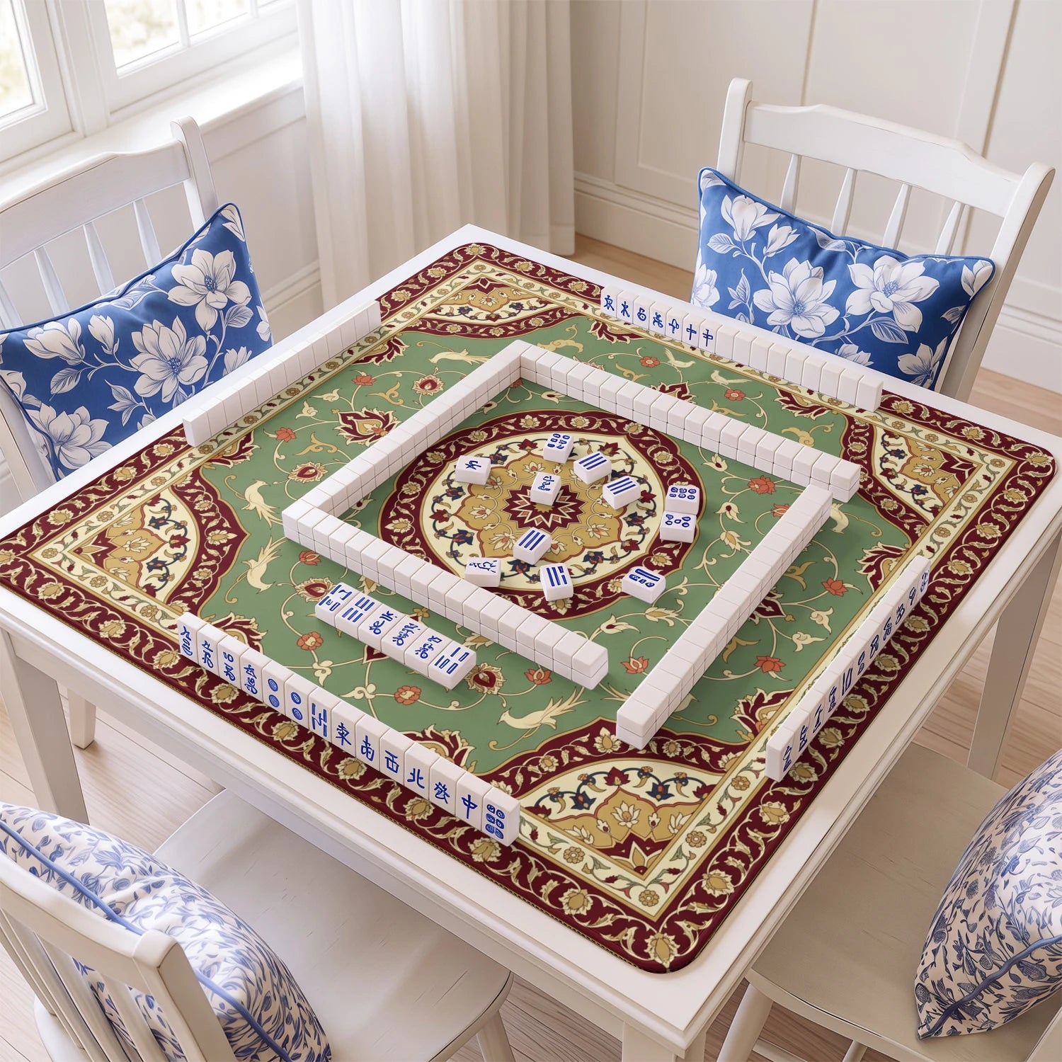 Sage Persian Garden Mahjong Mat - Mah Jongg Mat