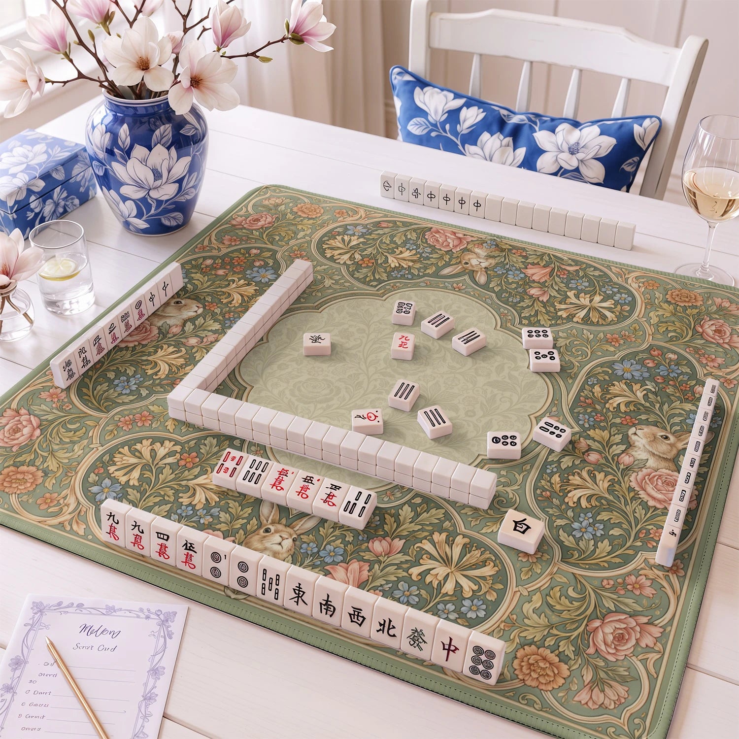 Sage Rabbit mahjong mat – M (60x60 cm) and L (81x81 cm) sizes
