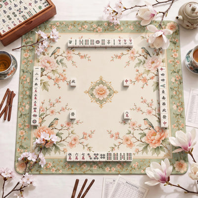 Sage Songbird Mahjong Mat - Mah Jongg Table Mat