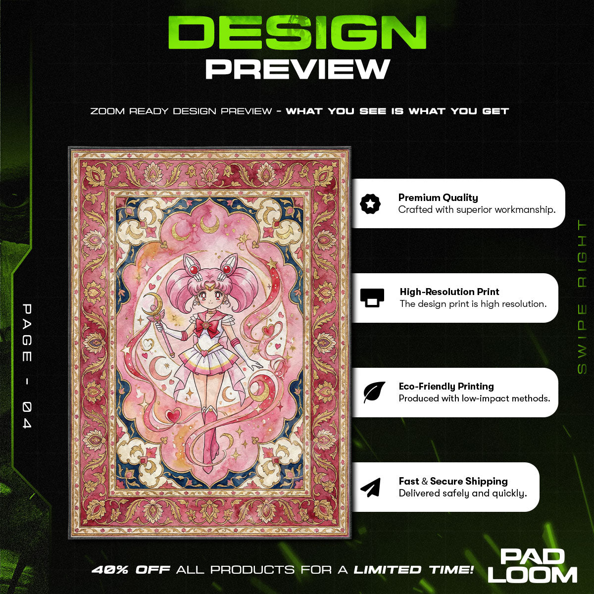 Chair character design printed on rug