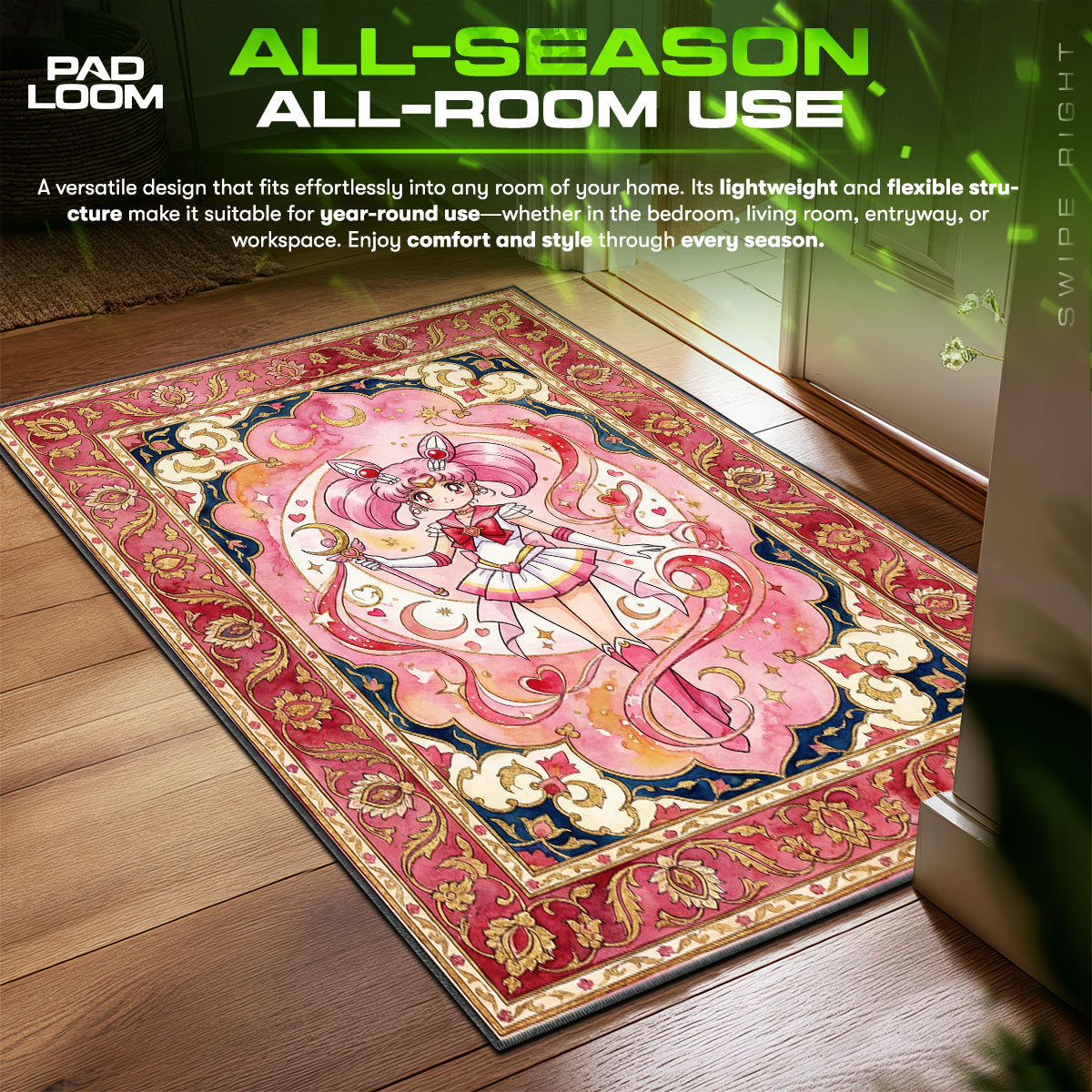 Sailor Chibi Moon Pink Sugar Sailor Moon Chair fan rug — premium quality print