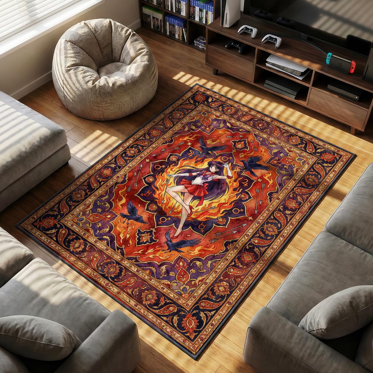 Sailor Mars themed area rug for home decor fans