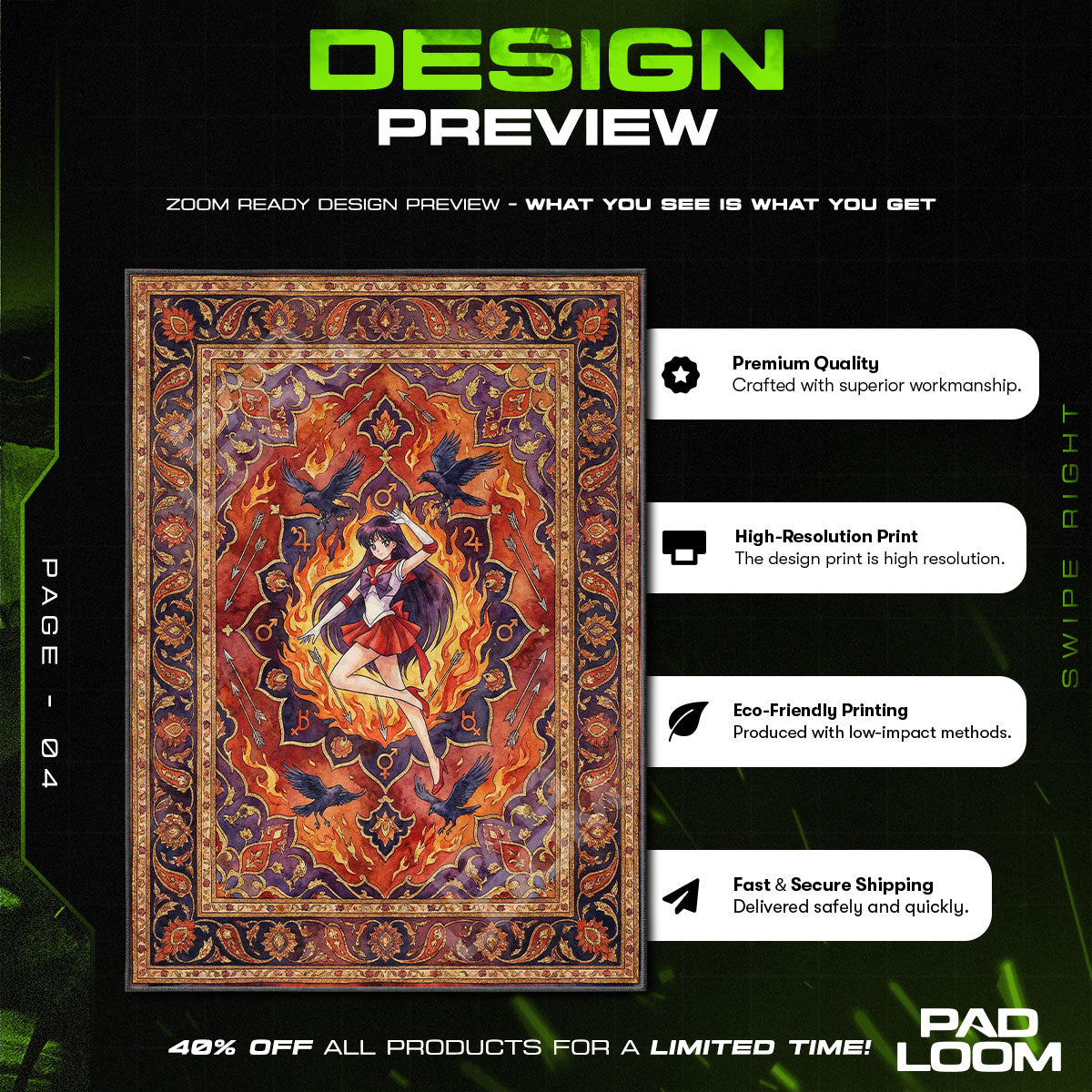 Chair character design printed on rug
