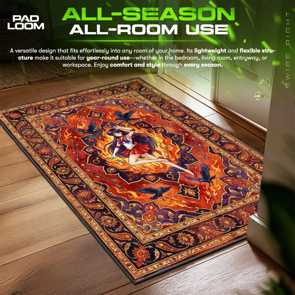 Sailor Mars Sacred Fire Sailor Moon Chair fan rug — premium quality print