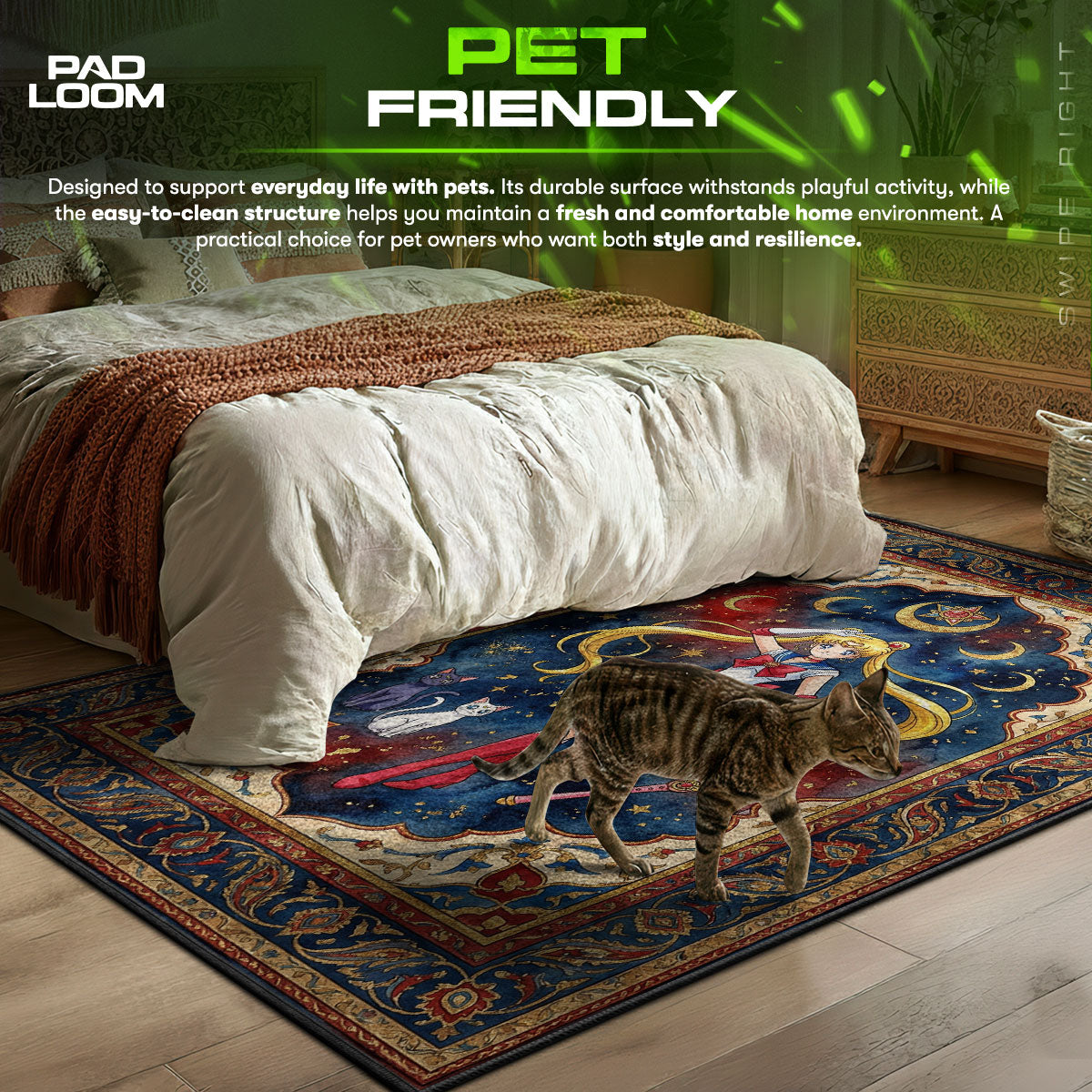 Chair character design printed on rug