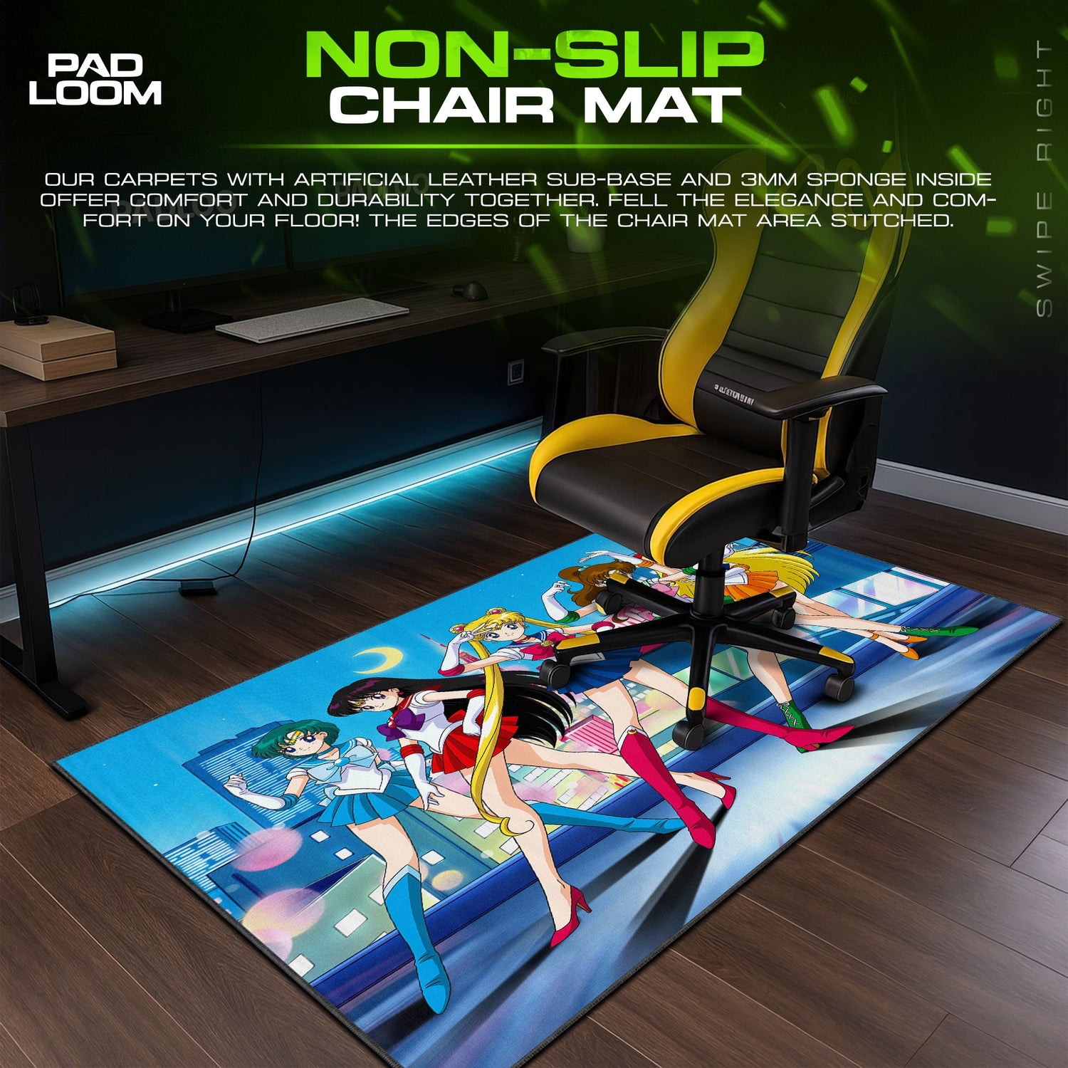 Sailor Moon City Lights Mouse Pad, Anime Gaming Desk Mat Padloom