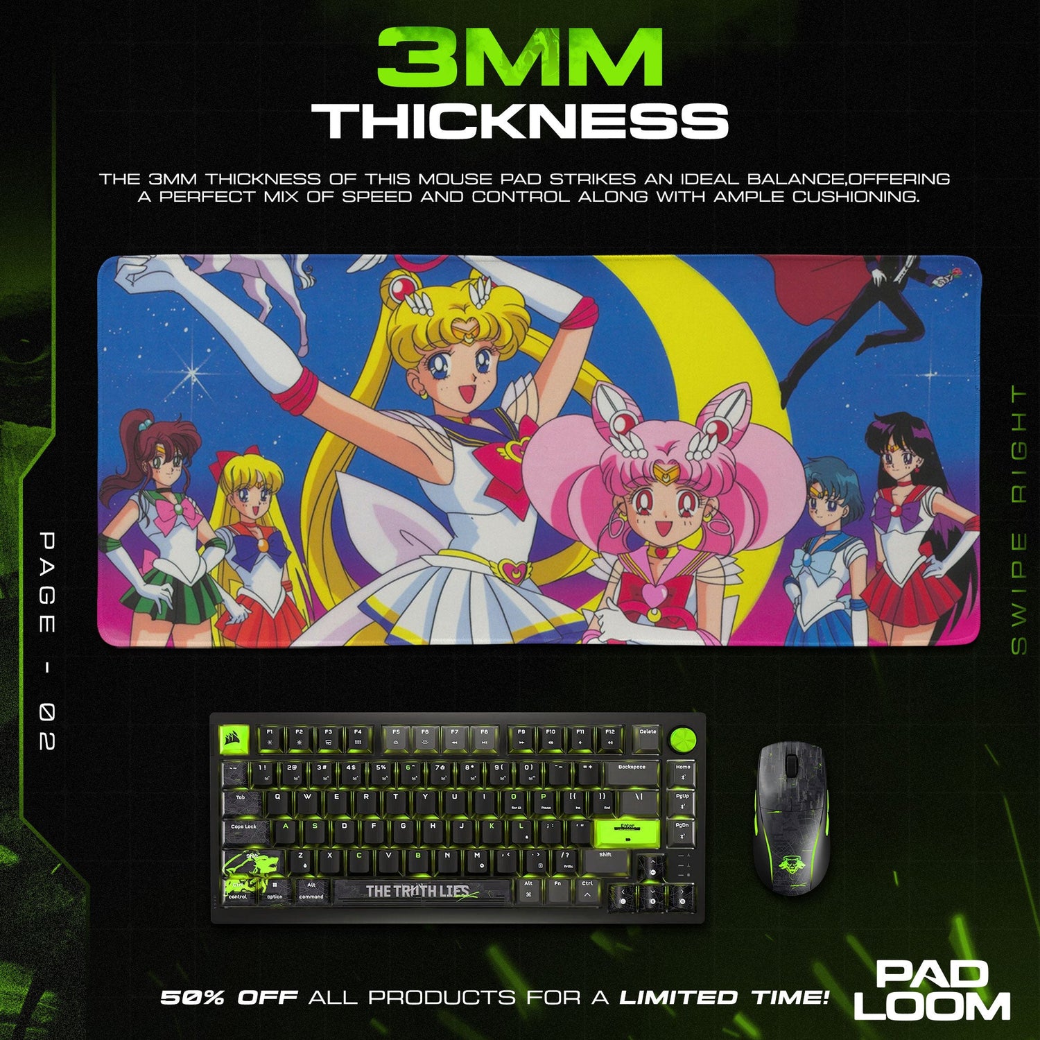 Sailor Moon Classic Mouse Pad - Cosmic Guardians Desk Mat Padloom