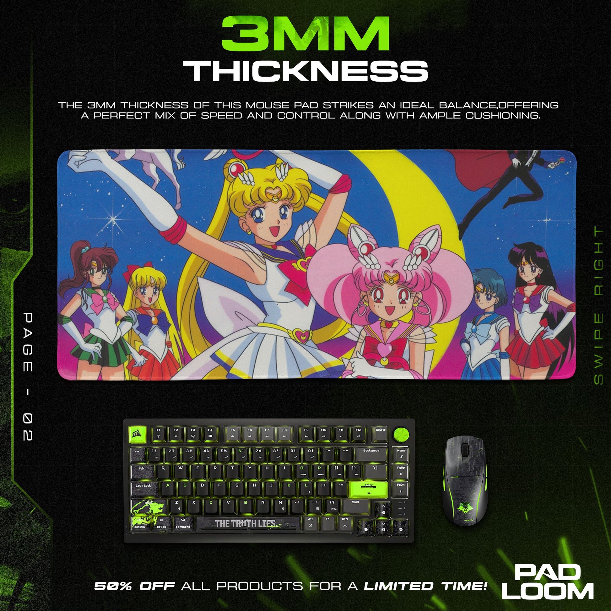 Sailor Moon Classic Mouse Pad - Cosmic Guardians Desk Mat Padloom