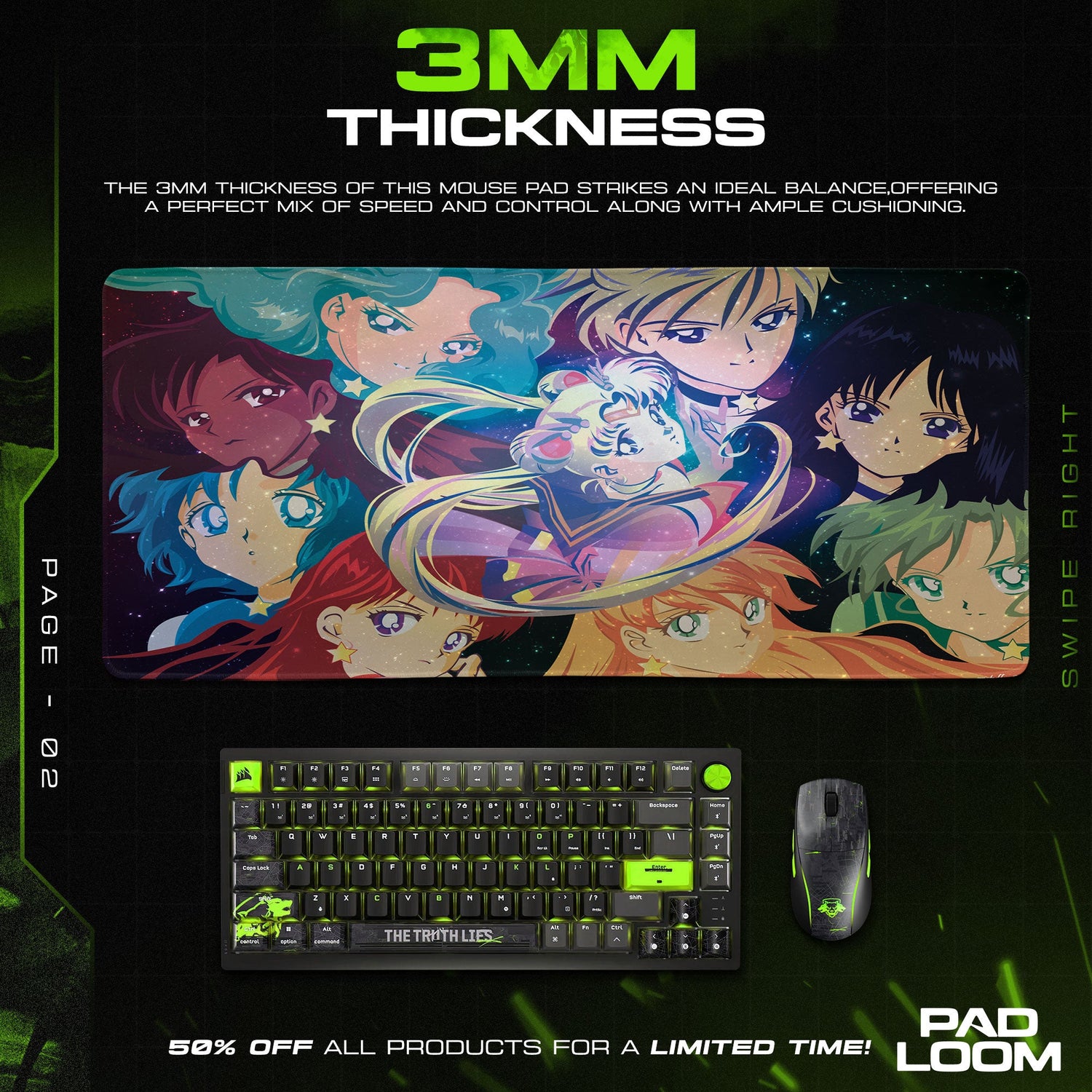 Sailor Moon Cosmic Guardians Mouse Pad, Anime Desk Mat Padloom