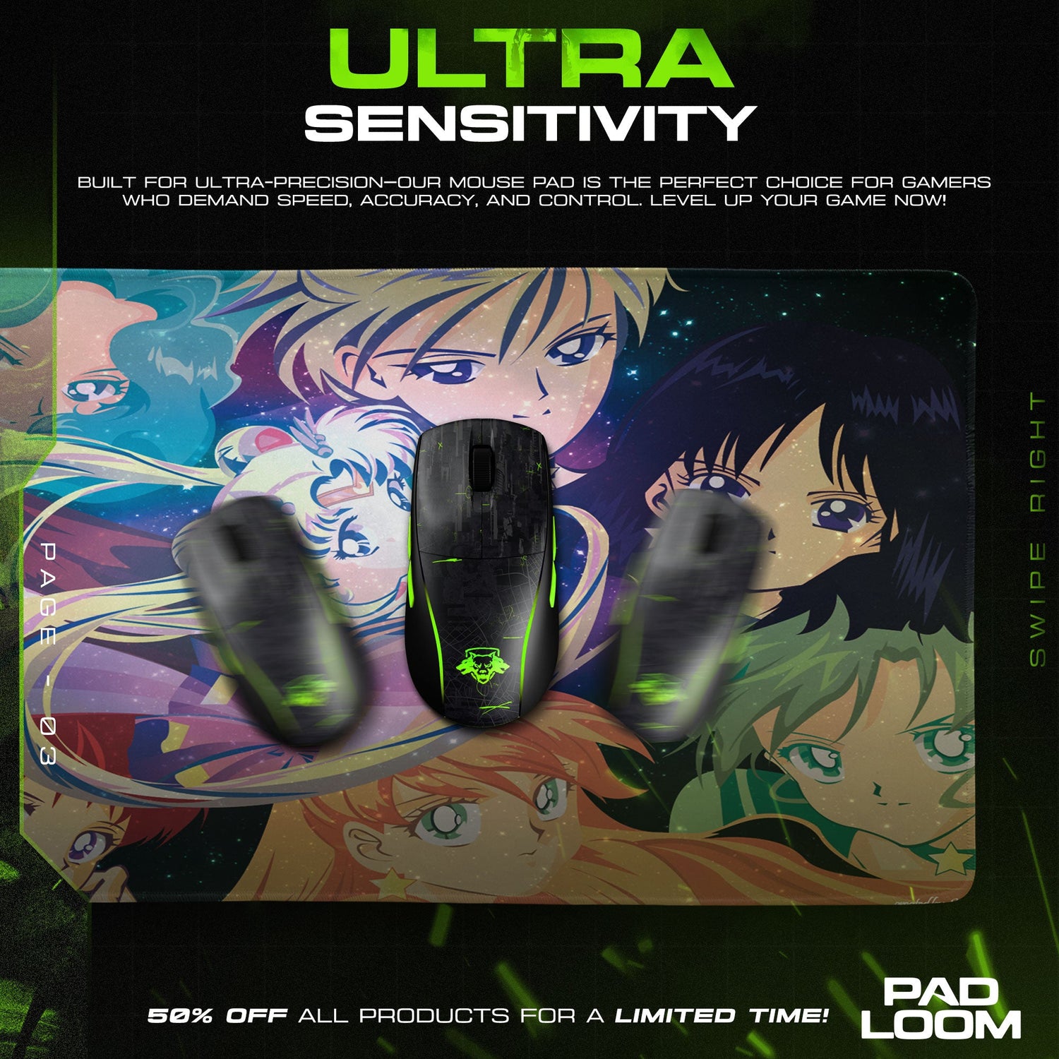 Sailor Moon Cosmic Guardians Mouse Pad, Anime Desk Mat Padloom