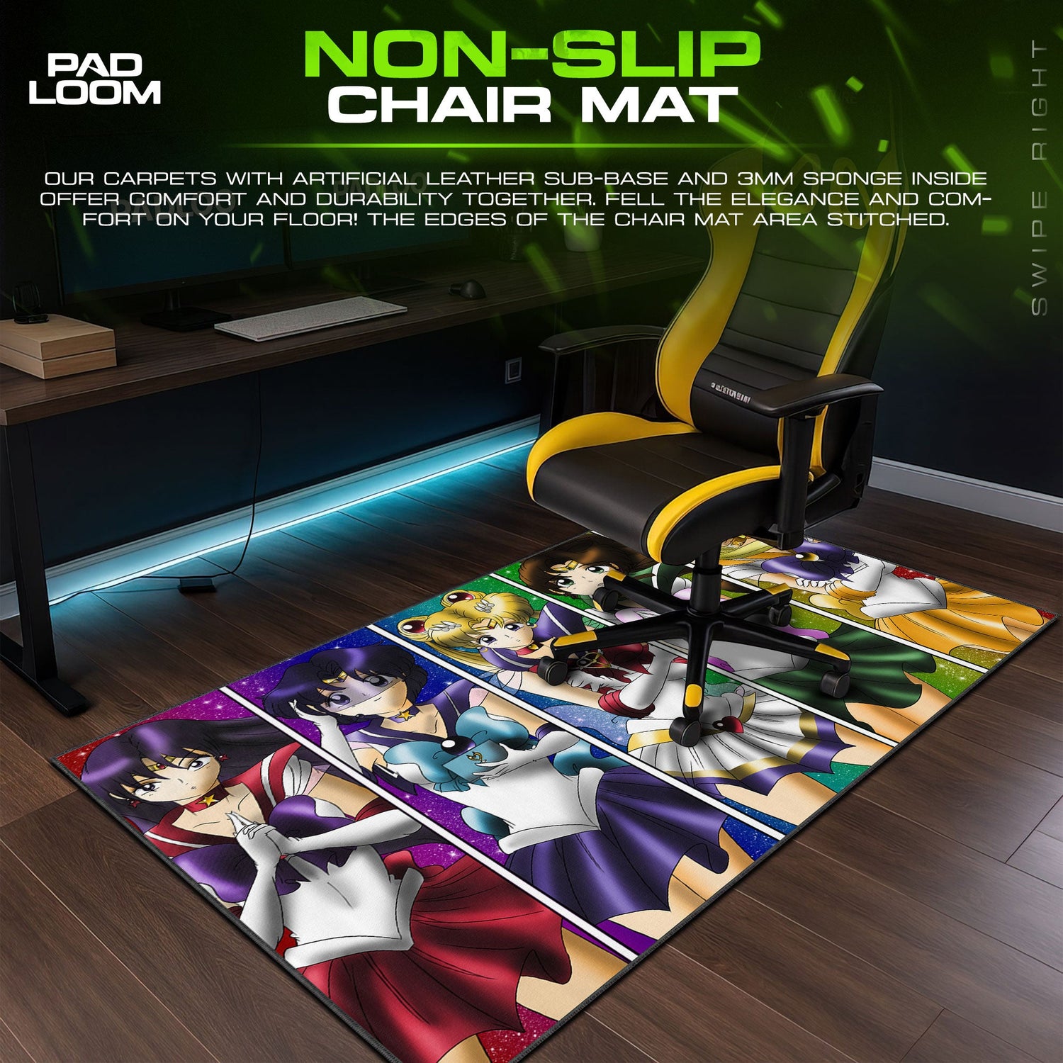 Sailor Moon Cosmic Guardians Mouse Pad, Anime Gaming Desk Mat Padloom