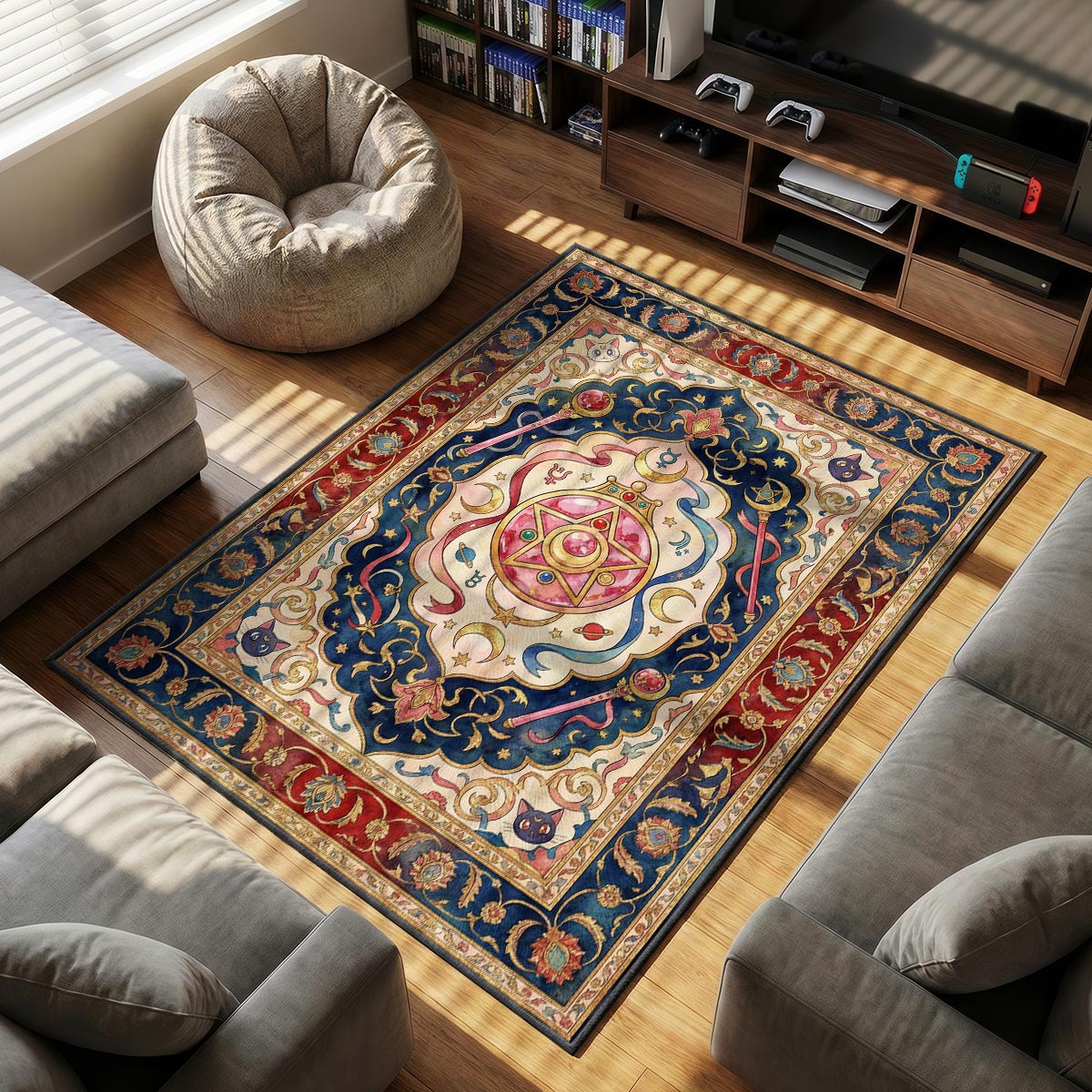 Sailor Moon themed area rug for home decor fans