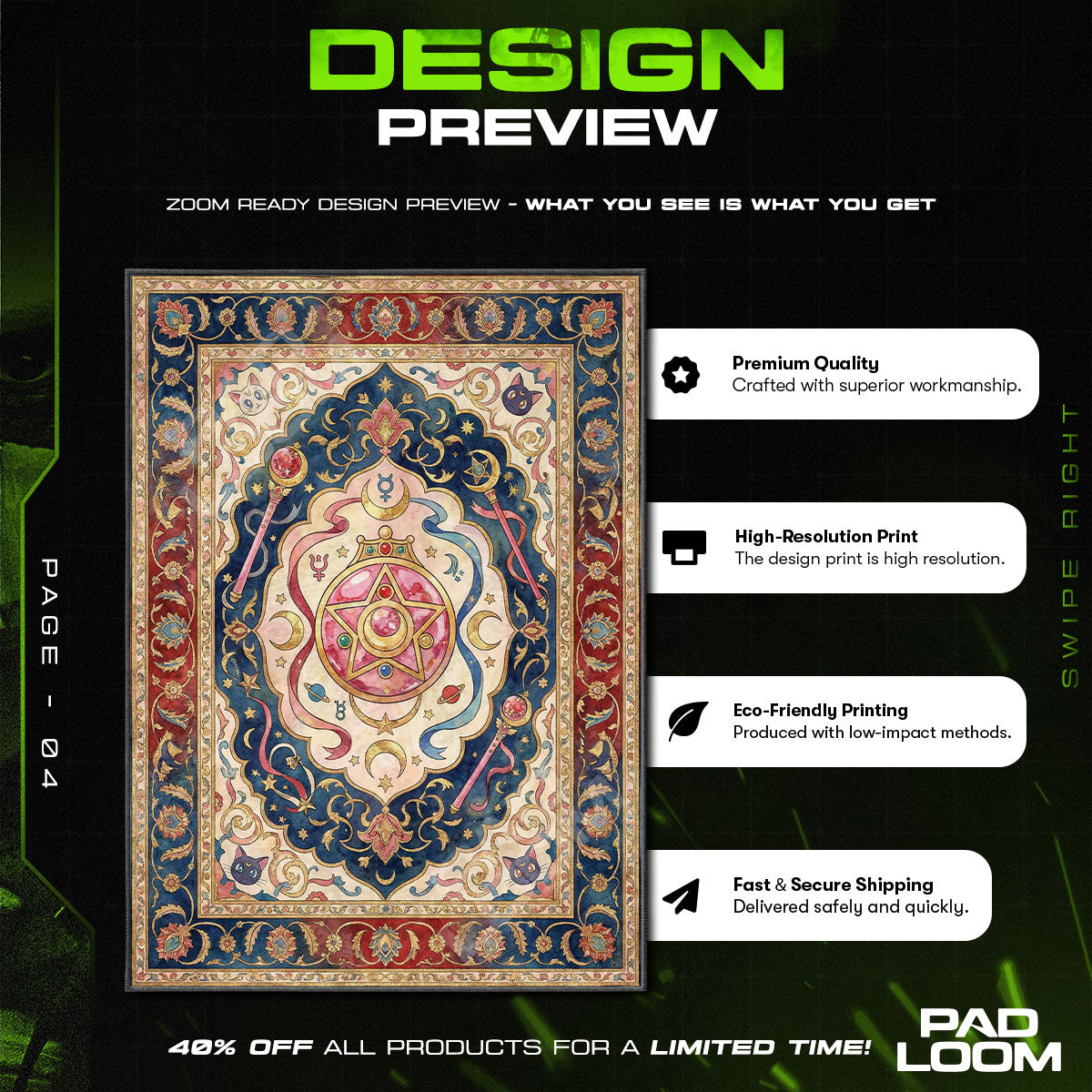 Chair character design printed on rug