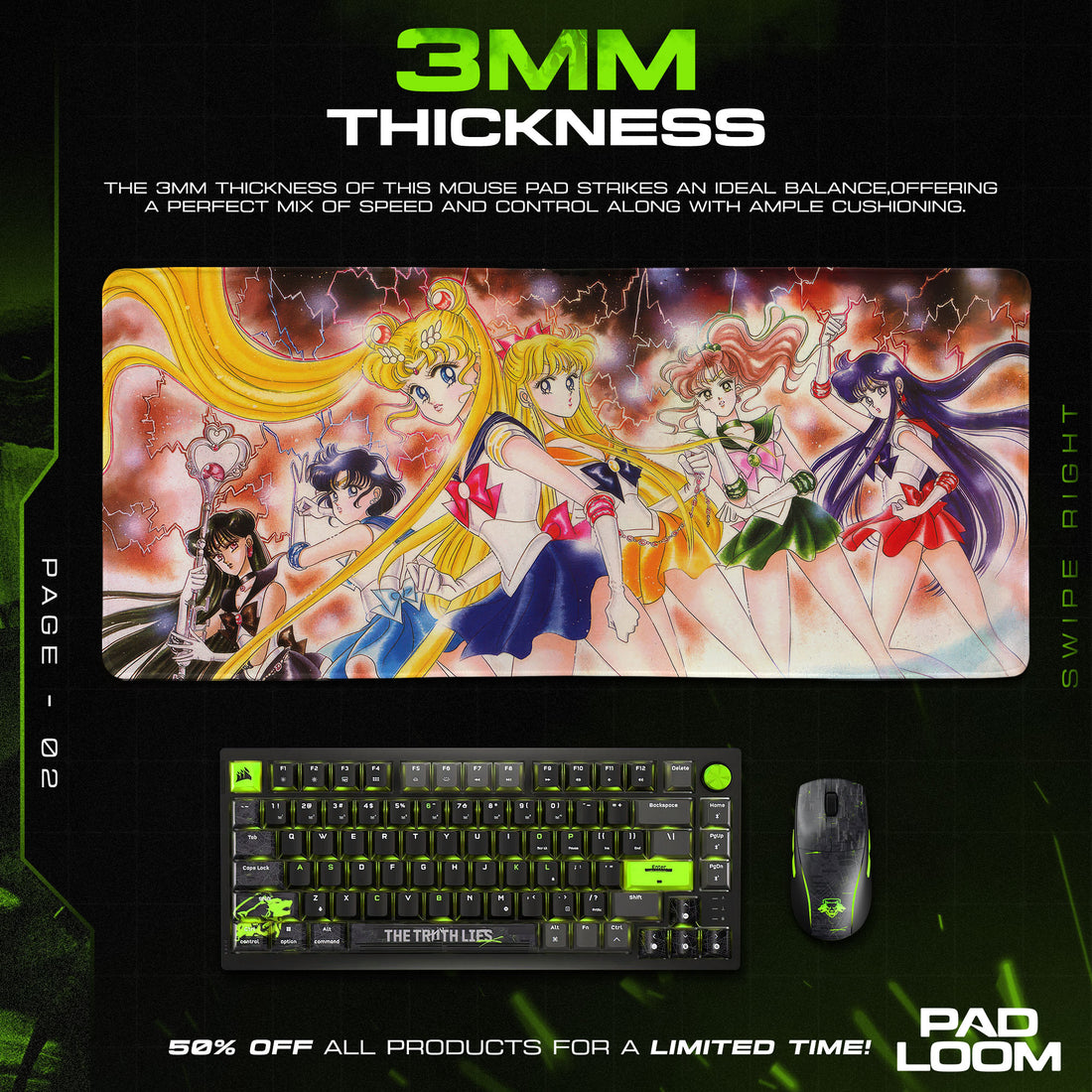 Sailor Moon Eternal Guardians Mouse Pad, Anime Gaming Desk Mat