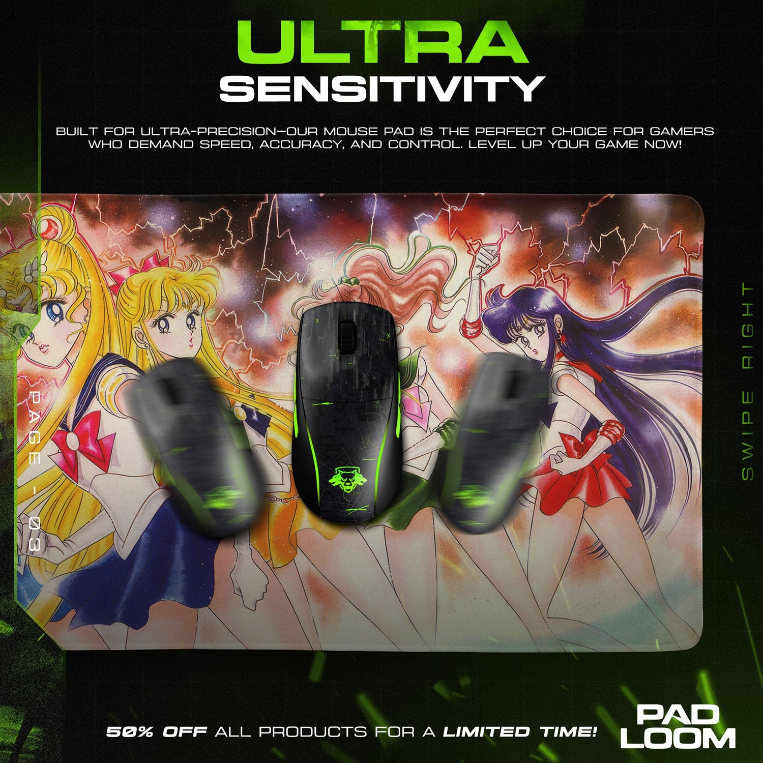 Sailor Moon Eternal Guardians Mouse Pad, Anime Gaming Desk Mat Padloom
