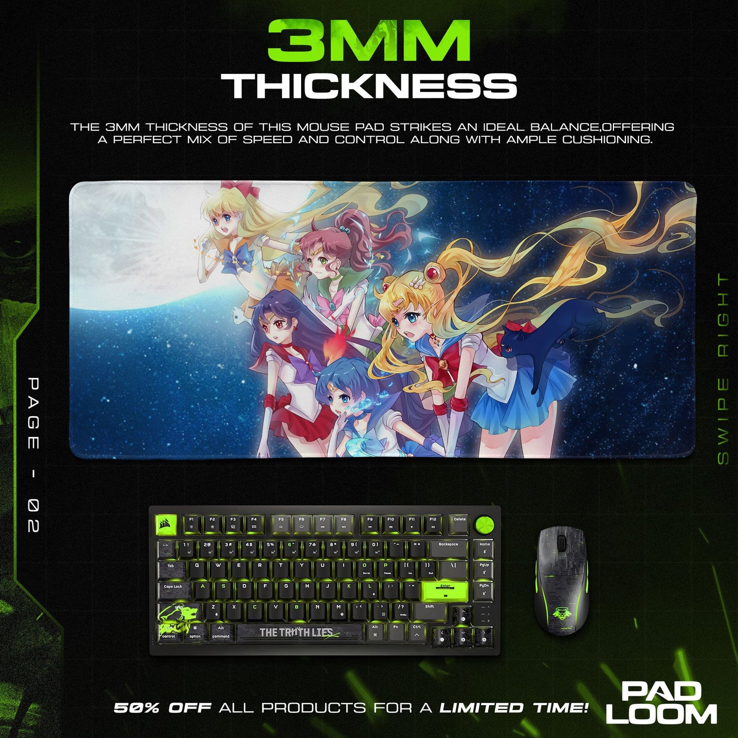 Sailor Moon Galaxy Mouse Pad - Lunar Guardians Desk Mat Padloom