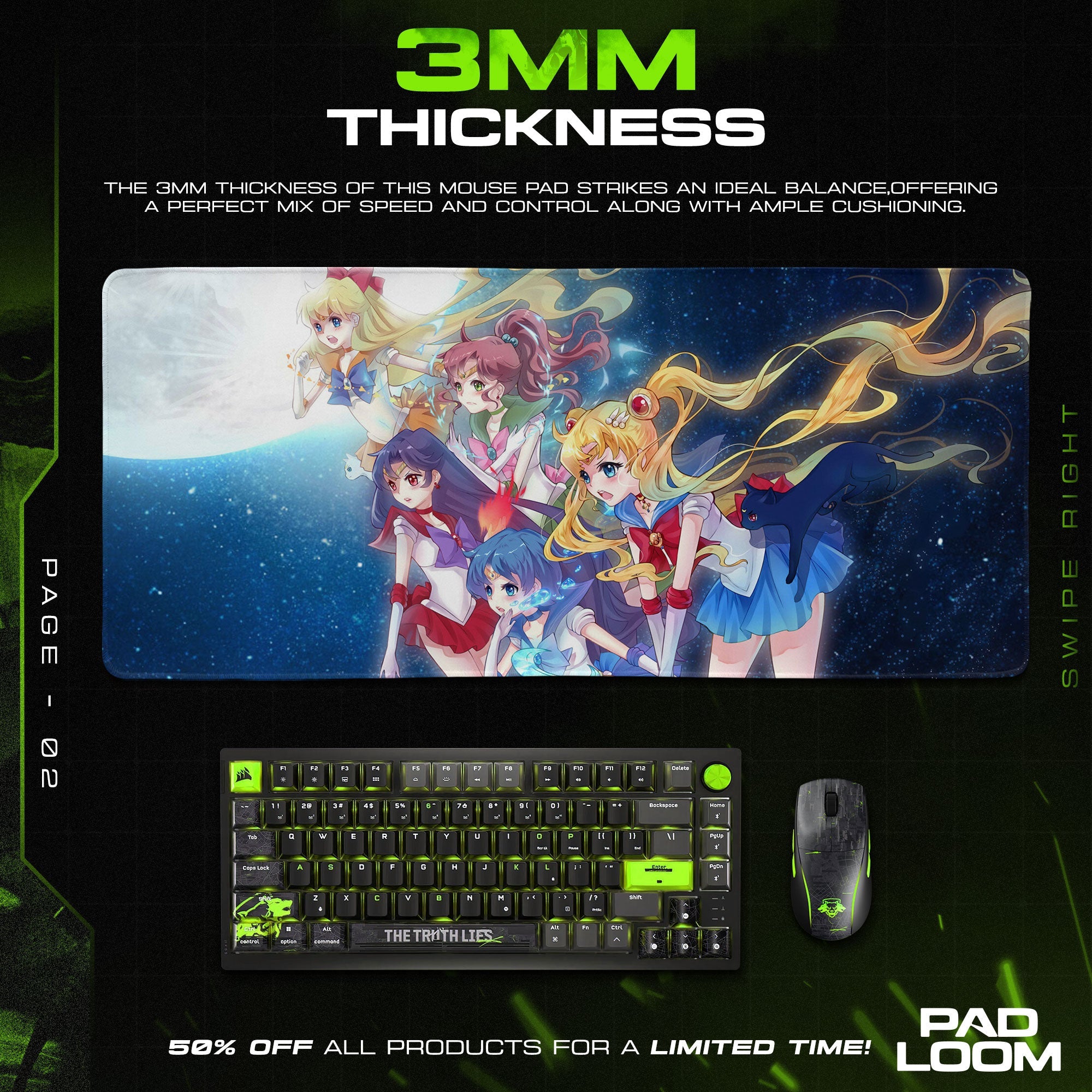 Sailor Moon Galaxy Mouse Pad - Lunar Guardians Desk Mat Padloom