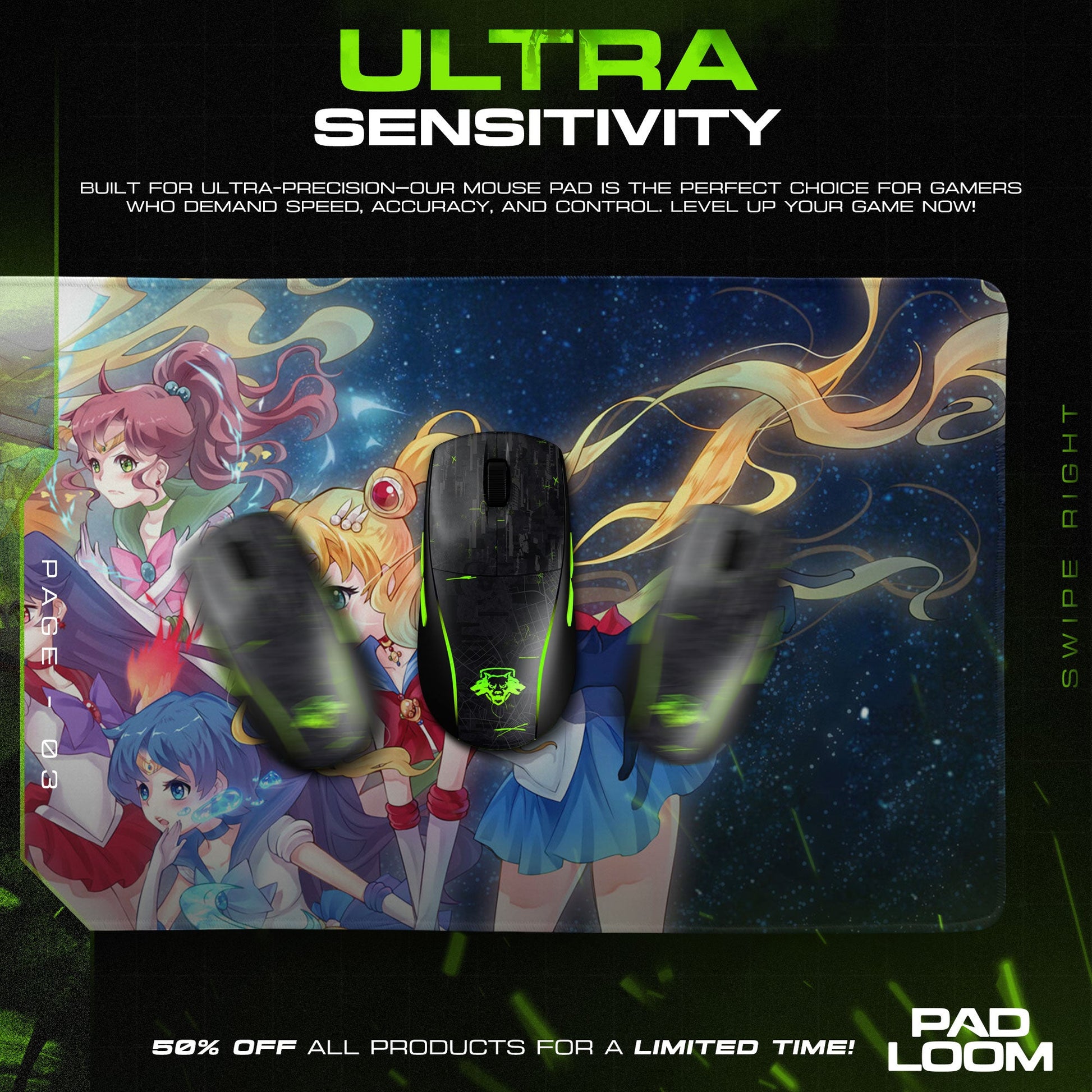 Sailor Moon Galaxy Mouse Pad - Lunar Guardians Desk Mat Padloom