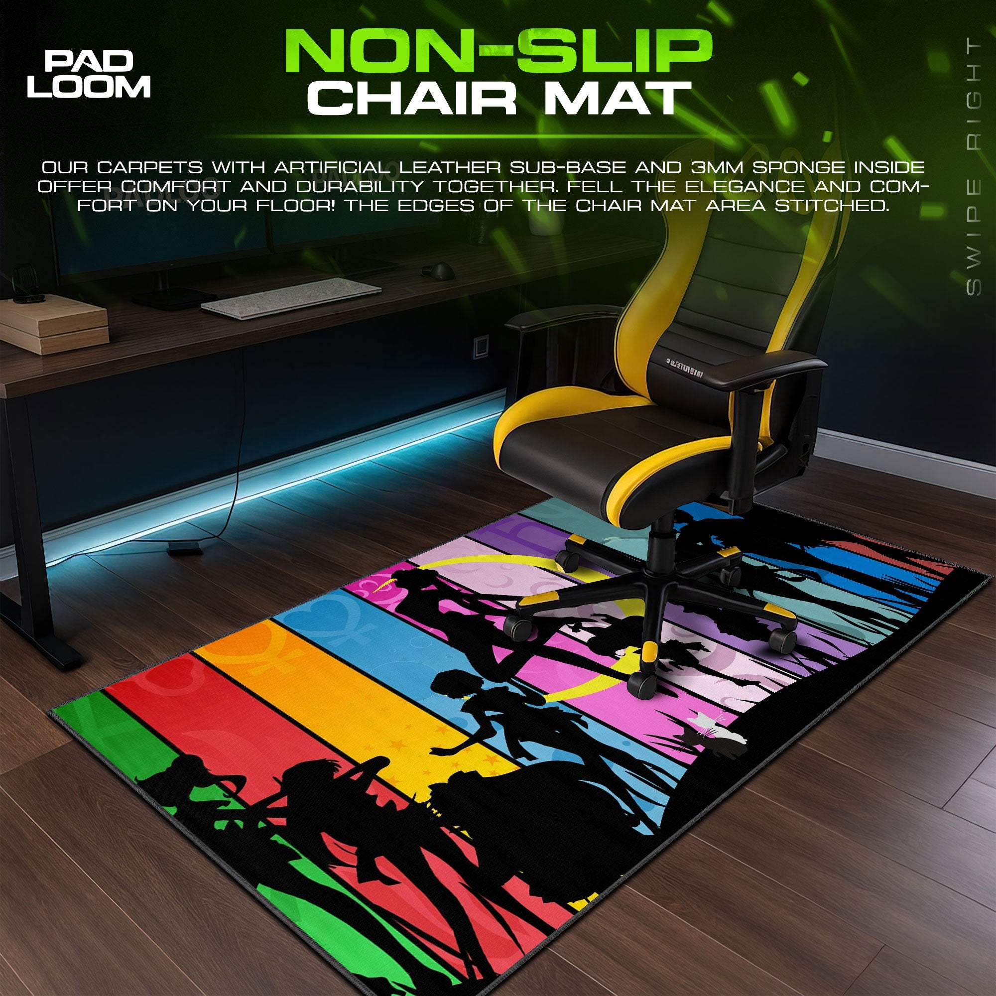 Sailor Moon Silhouette Mouse Pad - Retro Spectrum Desk Mat Padloom