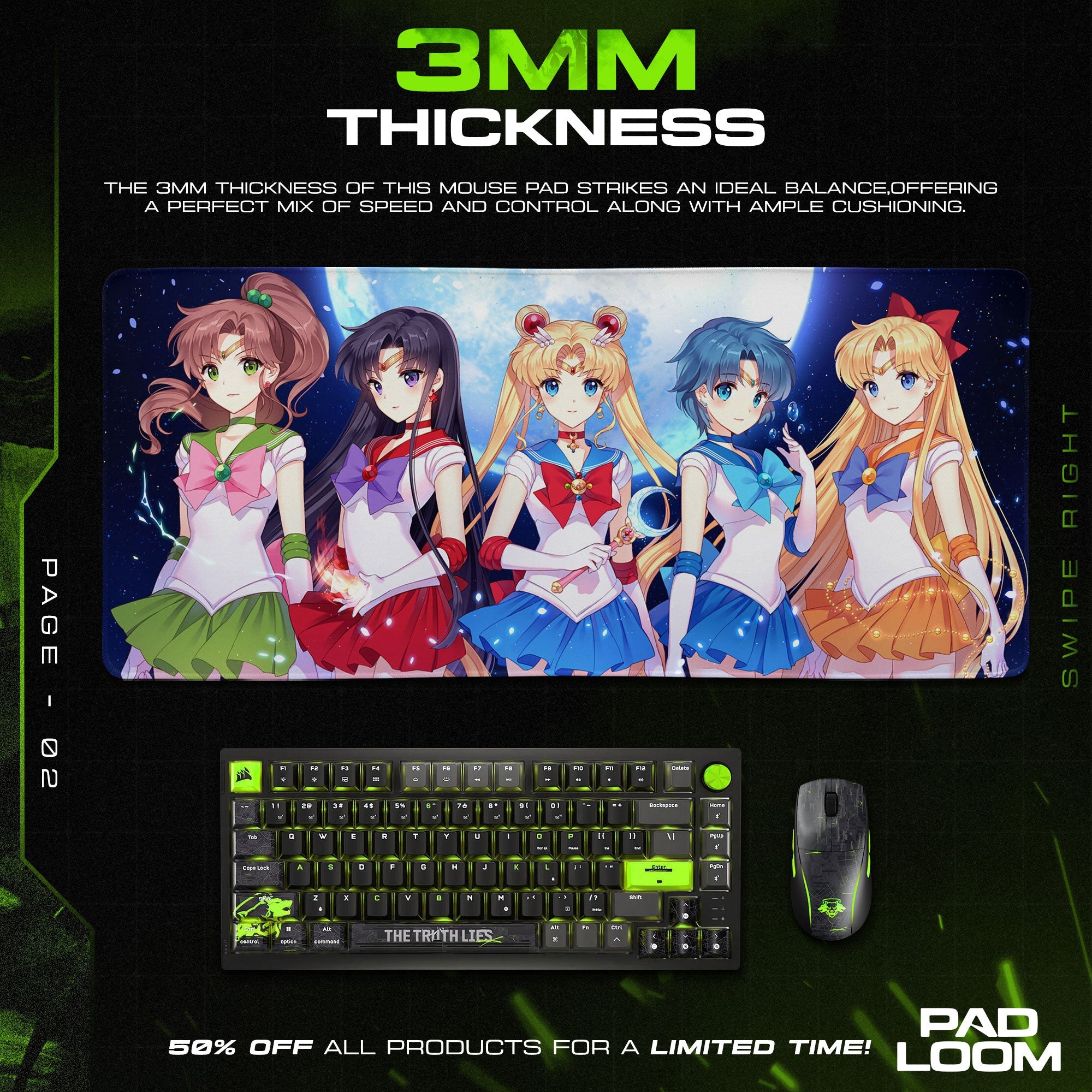 Sailor Moon Team Mouse Pad - Guardians Anime Desk Mat Padloom