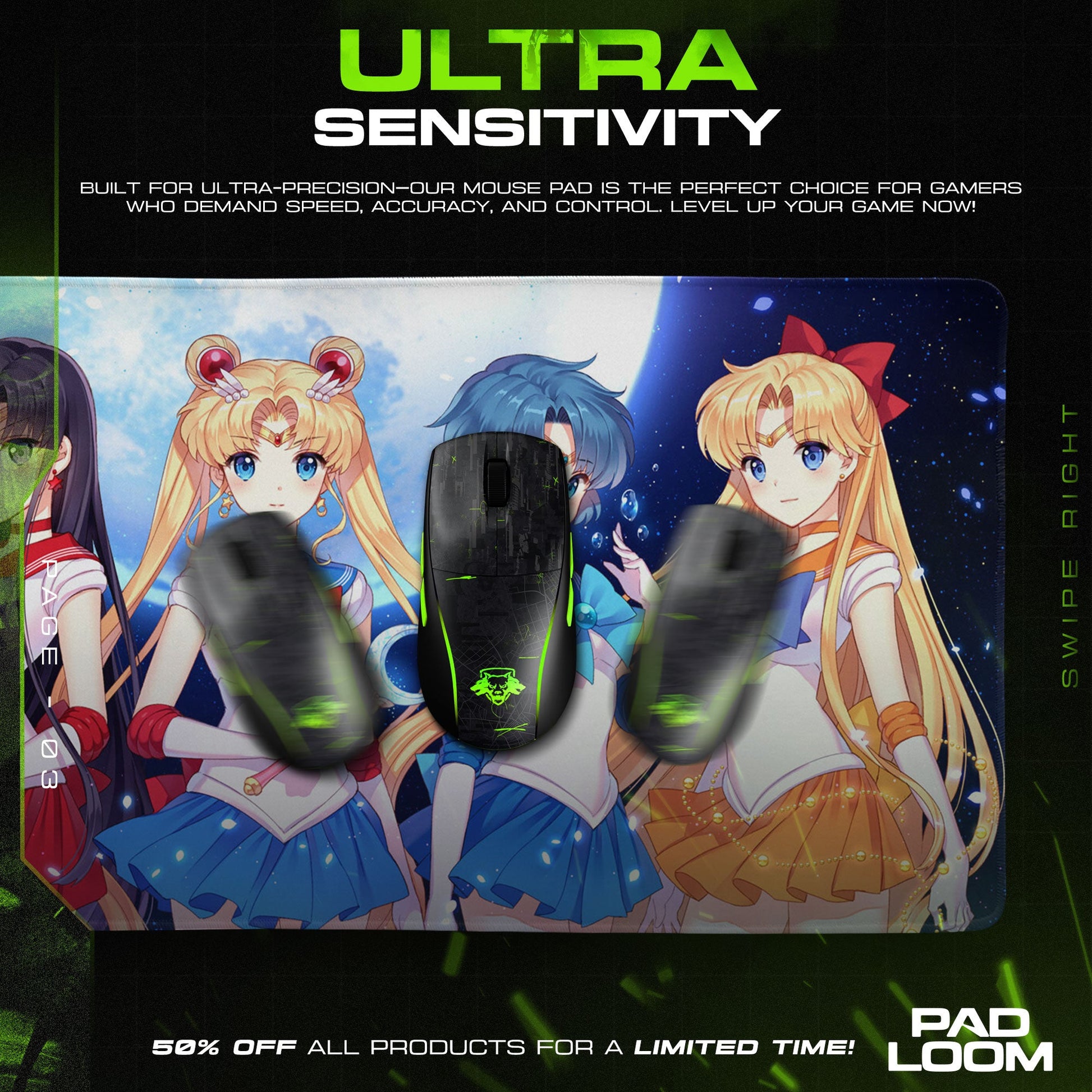 Sailor Moon Team Mouse Pad - Guardians Anime Desk Mat Padloom