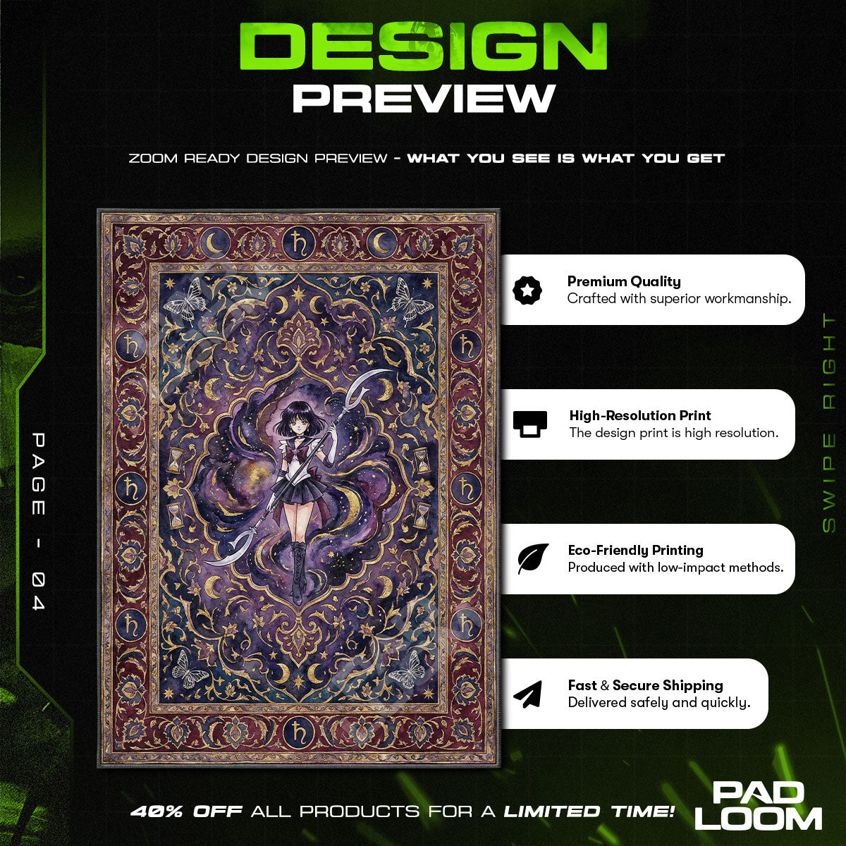 Chair character design printed on rug