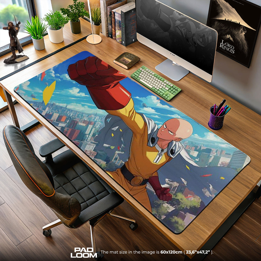 Saitama Mouse Pad - Sky Punch Anime Desk Mat Padloom