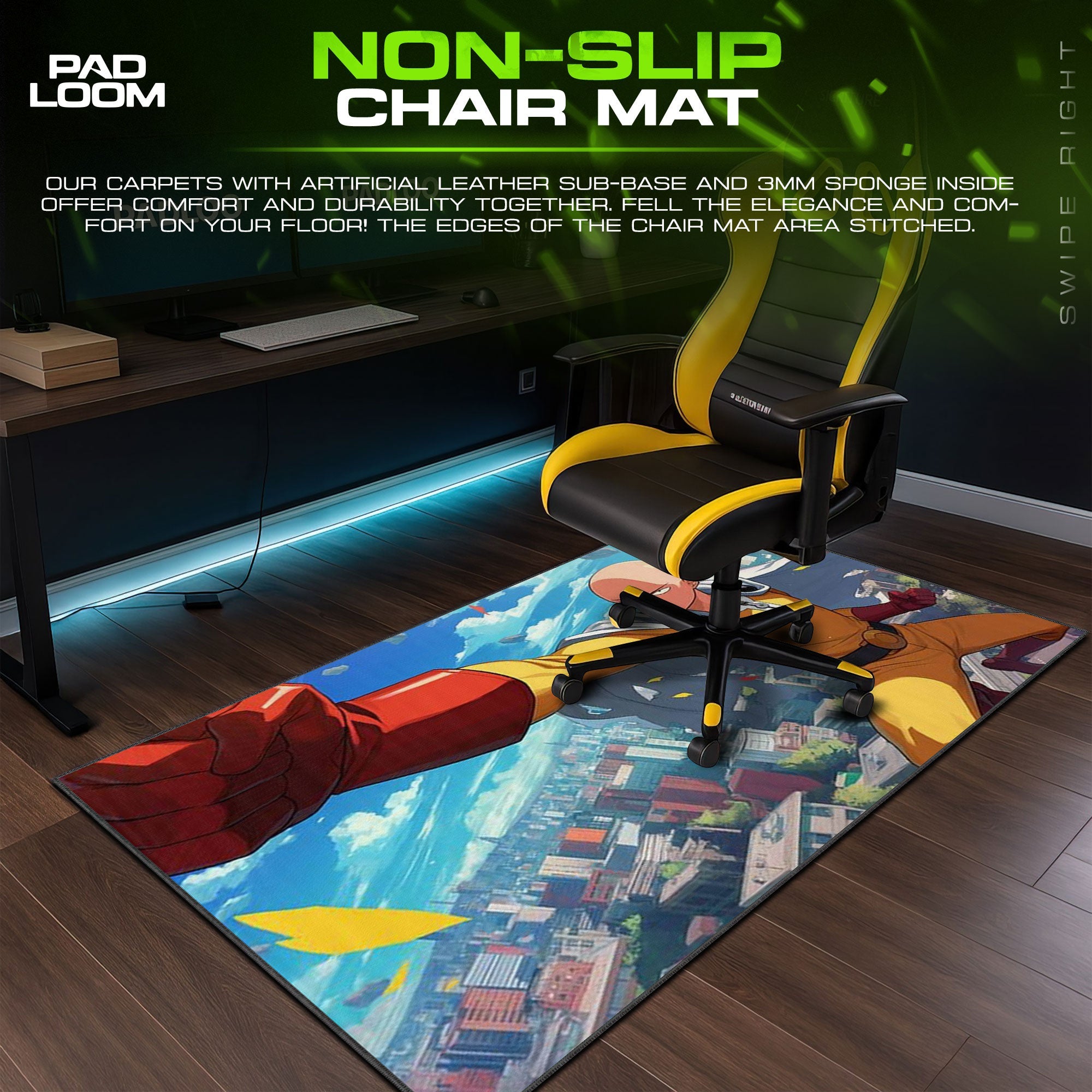 Saitama Mouse Pad - Sky Punch Anime Desk Mat Padloom