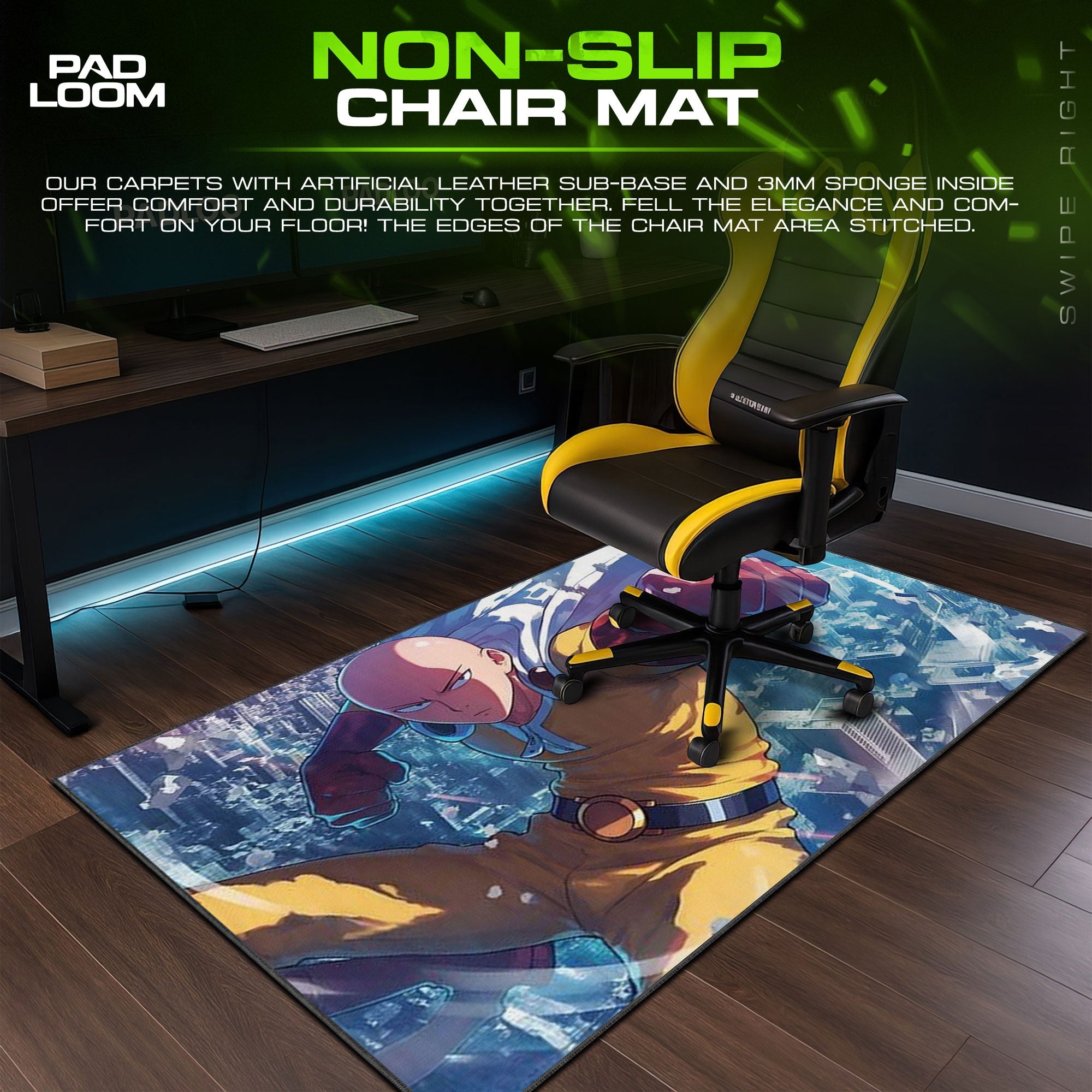 Saitama Mouse Pad - City Impact Anime Desk Mat Padloom