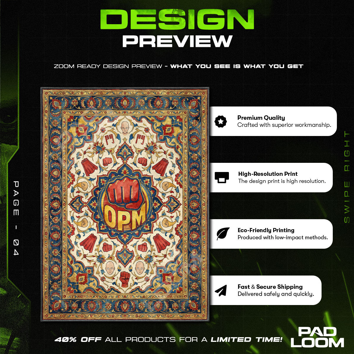 Chair character design printed on rug