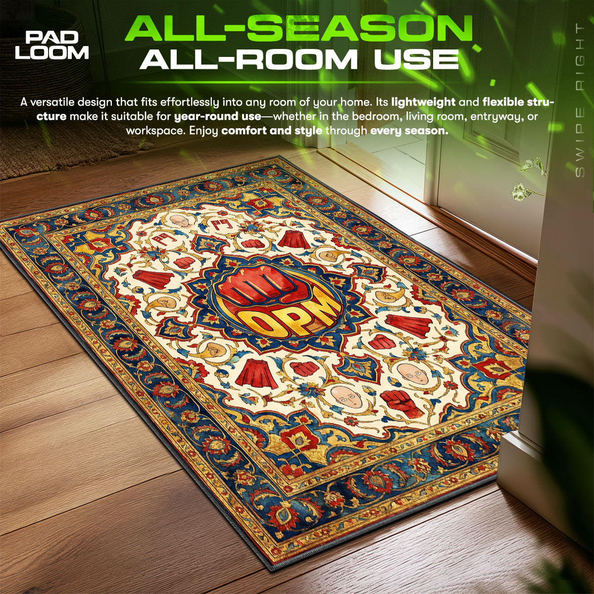 Genos Cyborg Core One Punch Man Chair fan rug — premium quality print