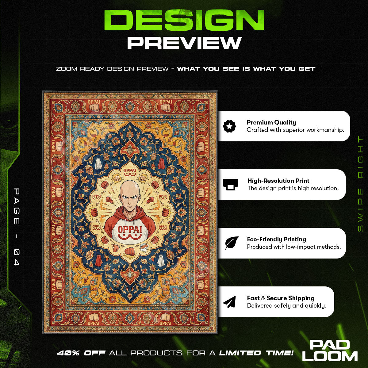 Chair character design printed on rug