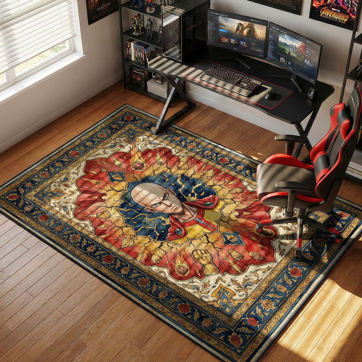 Saitama Serious Impact One Punch Man Chair rug — main product view