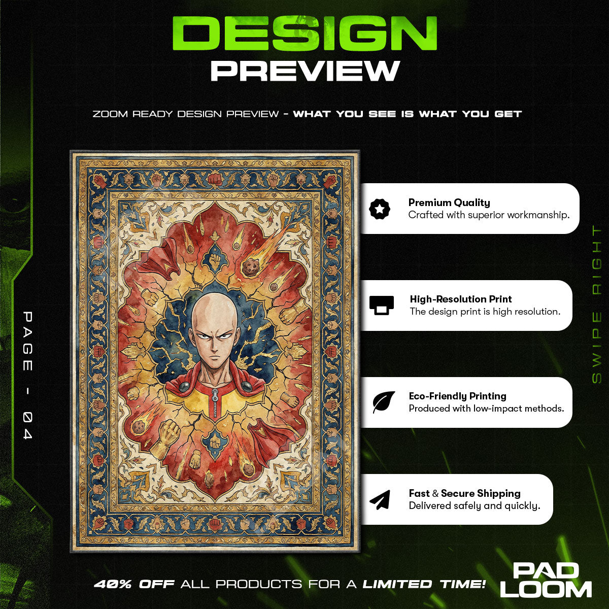 Chair character design printed on rug
