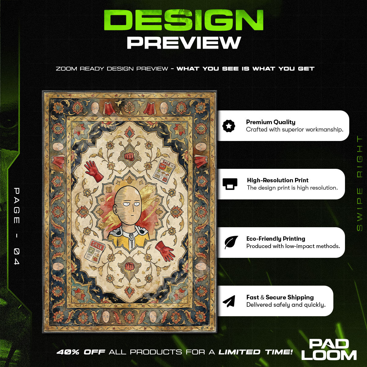 Chair character design printed on rug