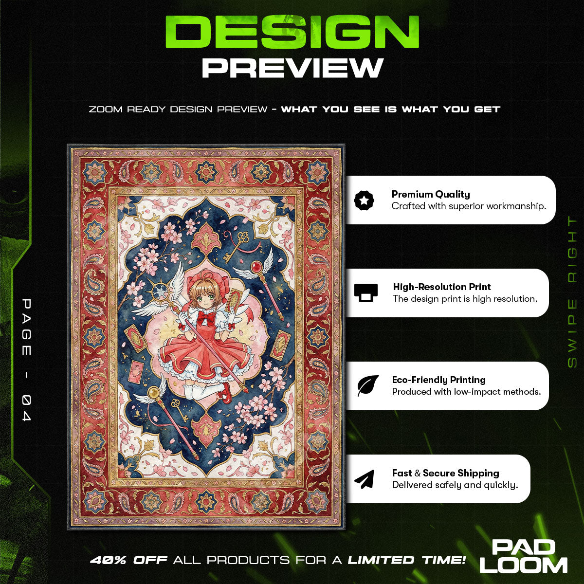 Chair character design printed on rug