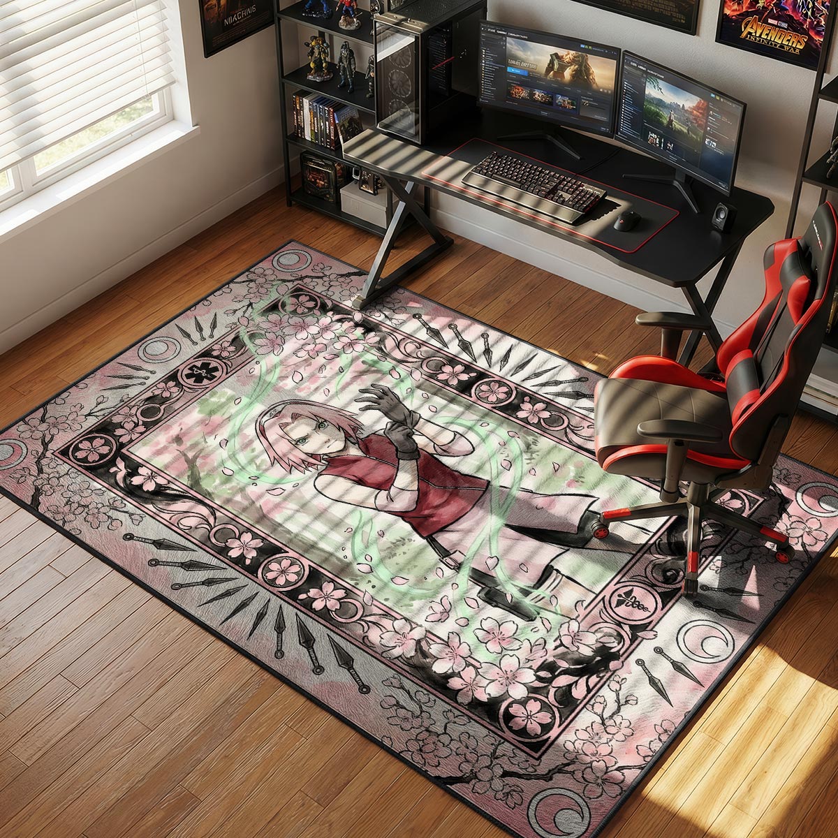 Sakura Haruno Cherry Blossom Rug - Naruto Shippuden Chair Mat