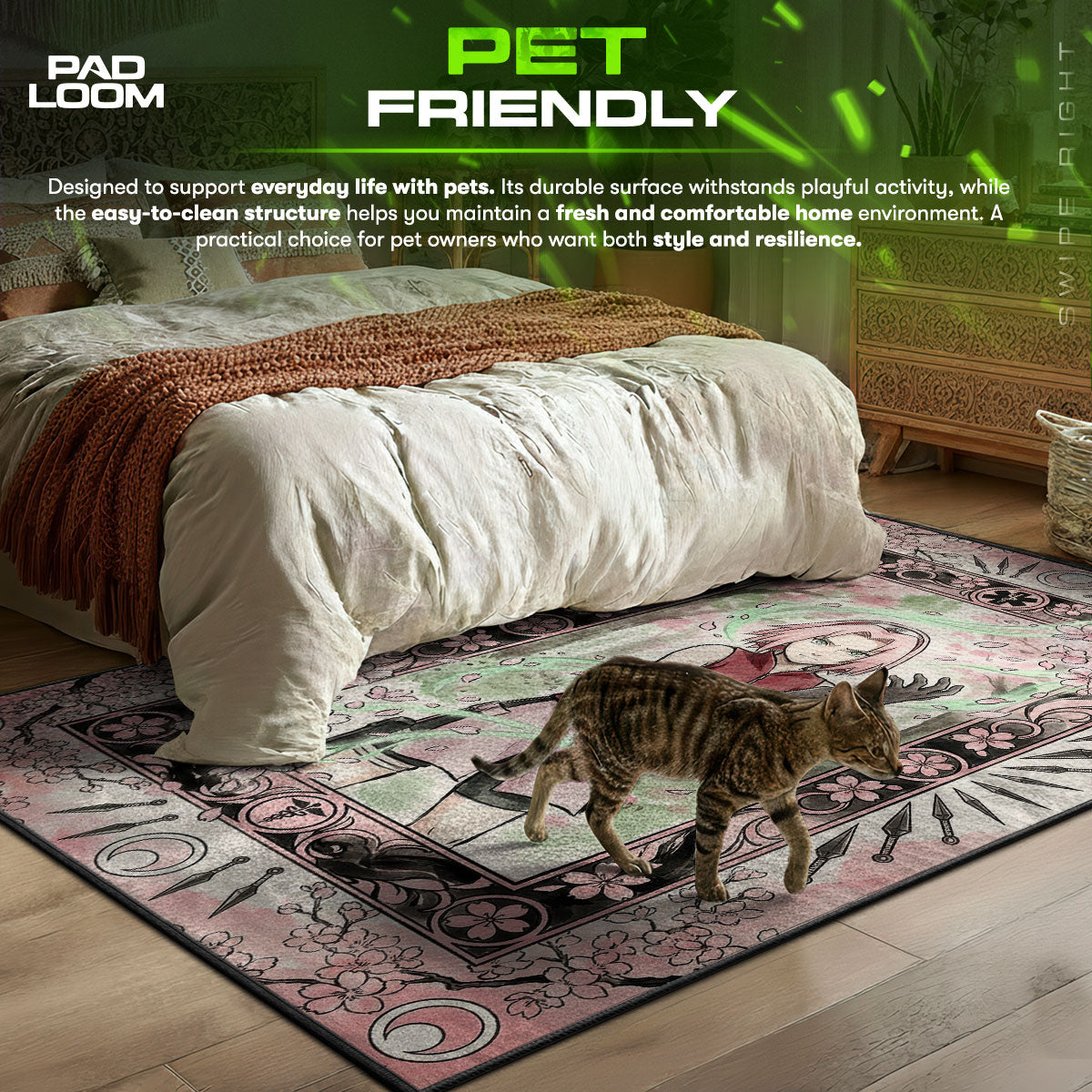 Sakura Haruno Cherry Blossom Rug - Naruto Shippuden Chair Mat