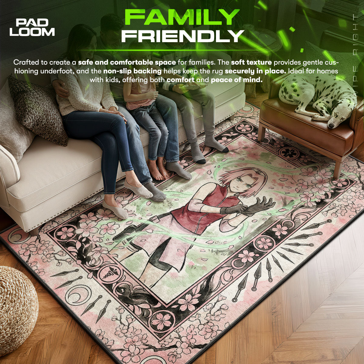 Sakura Haruno Cherry Blossom Rug - Naruto Shippuden Chair Mat