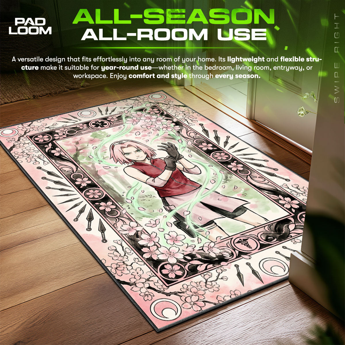Sakura Haruno Cherry Blossom Rug - Naruto Shippuden Chair Mat