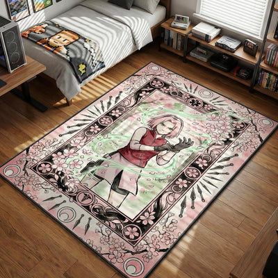 Sakura Haruno Cherry Blossom Rug - Naruto Shippuden Chair Mat