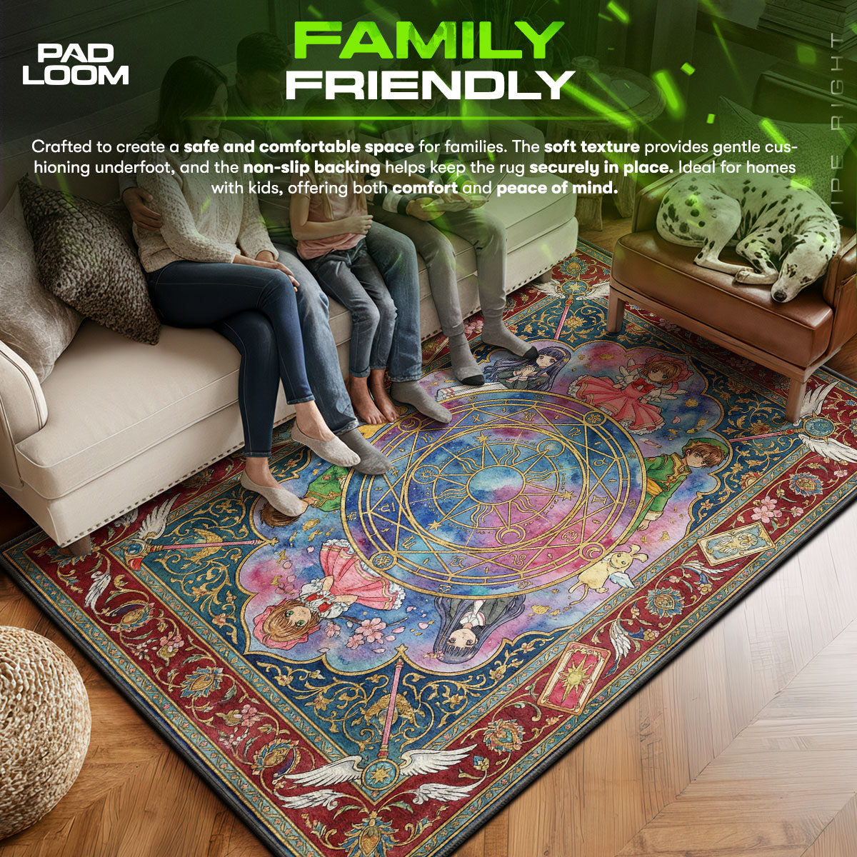 Cardcaptor area rug showing full home decor artwork