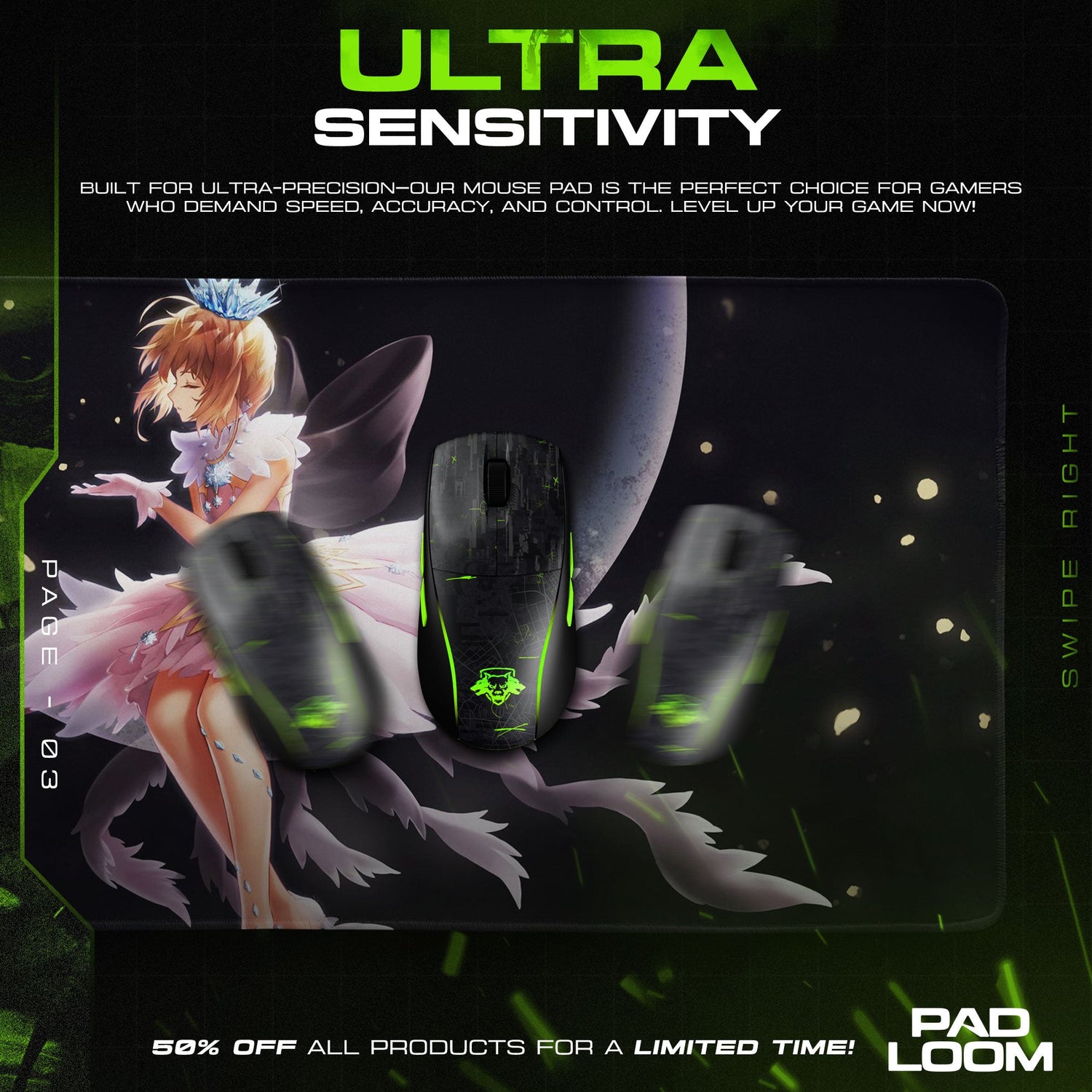 Sakura Kinomoto Mouse Pad - Sky Wings Anime Desk Mat Padloom