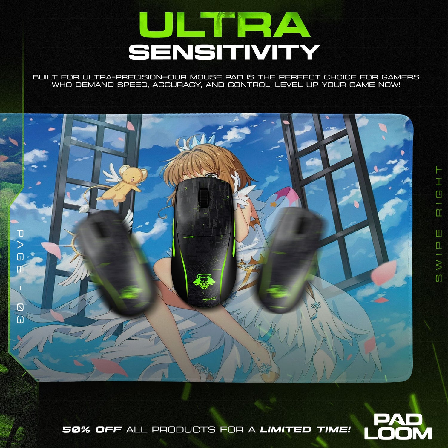 Sakura Kinomoto Mouse Pad - Sky Wings Anime Desk Mat Padloom