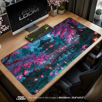 Sakura Moon Temple Mouse Pad - Anime Desk Mat