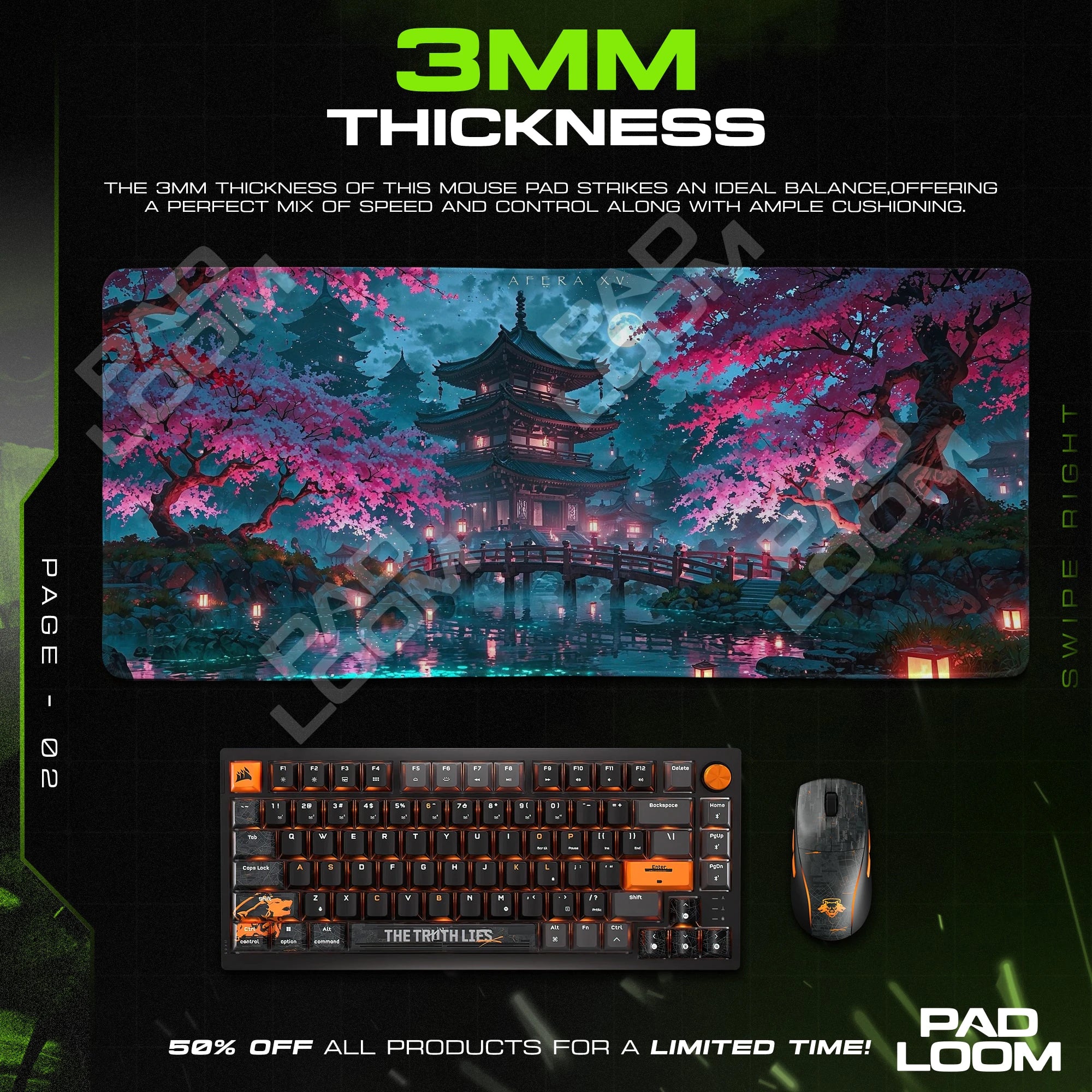 Sakura Moon Temple Mouse Pad - Anime Desk Mat