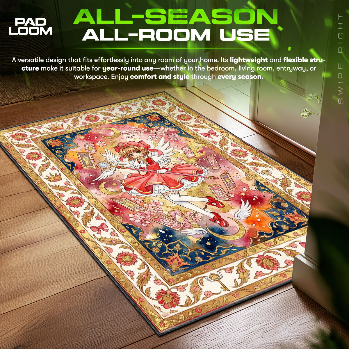 Sakura Star Wand Cardcaptor Sakura Chair fan rug — premium quality print